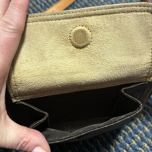 Rioni mini crossbody bag in mercanized canvas w/leather accents and strap. GUC - Picture 4 of 7